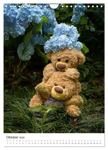 Produktbild: Travelling Teddy liebt Blumen und Bl&uuml;ten (Wandkalender 2026 DIN A4 hoch), CALVENDO Monatskalender