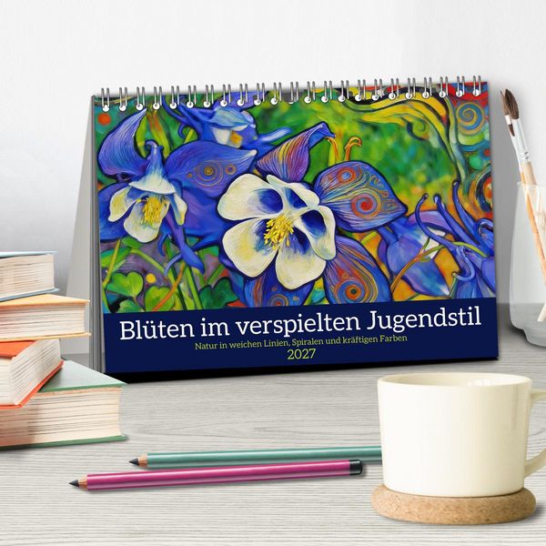 Produktbild: Bl&uuml;ten im verspielten Jugendstil (Tischkalender 2027 DIN A5 quer), CALVENDO Monatskalender