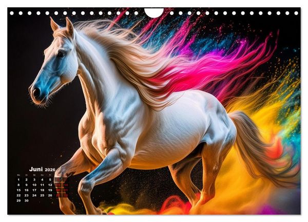 Produktbild: Pferde im Farbenrausch (Wandkalender 2026 DIN A4 quer), CALVENDO Monatskalender