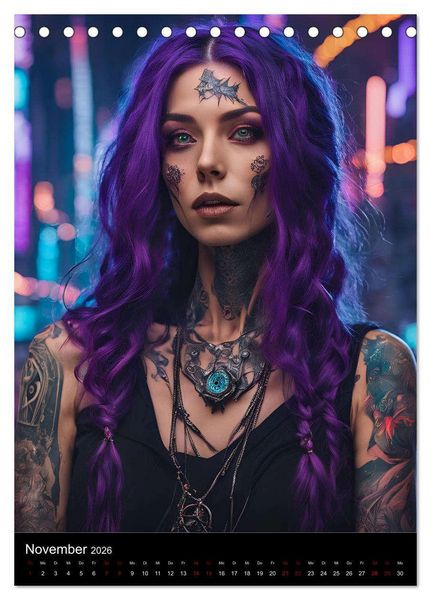 Produktbild: Die Hexen von Cyberpunk City (Tischkalender 2026 DIN A5 hoch), CALVENDO Monatskalender
