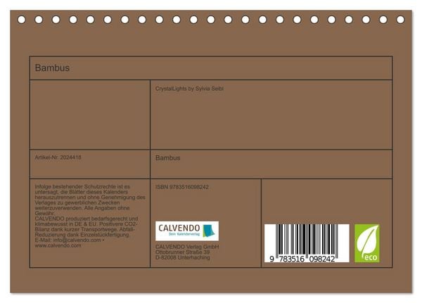 Produktbild: Bambus (Tischkalender 2026 DIN A5 quer), CALVENDO Monatskalender