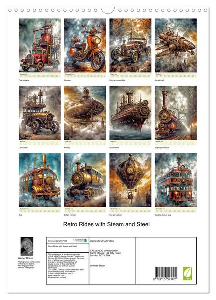 Produktbild: Retro Rides with Steam and Steel (Wall Calendar 2026 DIN A3 portrait), CALVENDO 12 Month Wall Calendar