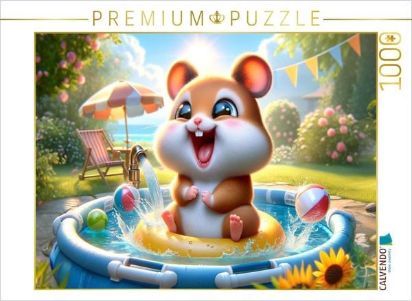 Produktbild: CALVENDO Puzzle Sommertage und Planschvergn&uuml;gen: Ein Hamster entdeckt das Wasser | 1000 Teile Lege-Gr&ouml;&szlig;e 64x48cm Foto-Puzzle f&uuml;r gl&uuml;ckliche Stunden