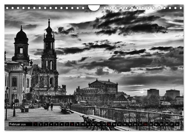 Produktbild: Dresden Faszination Schwarz Weiss (Wandkalender 2026 DIN A4 quer), CALVENDO Monatskalender