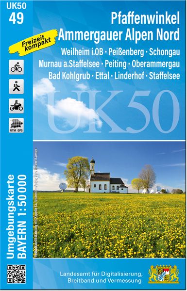 Produktbild: UK50-49 Pfaffenwinkel, Ammergauer Alpen Nord (Umgebungskarte 1:50000)