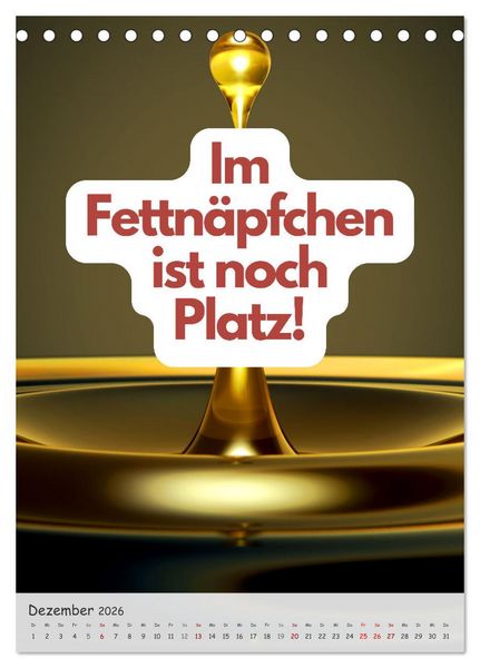 Produktbild: Tanz um den hei&szlig;en Brei! (Tischkalender 2026 DIN A5 hoch), CALVENDO Monatskalender