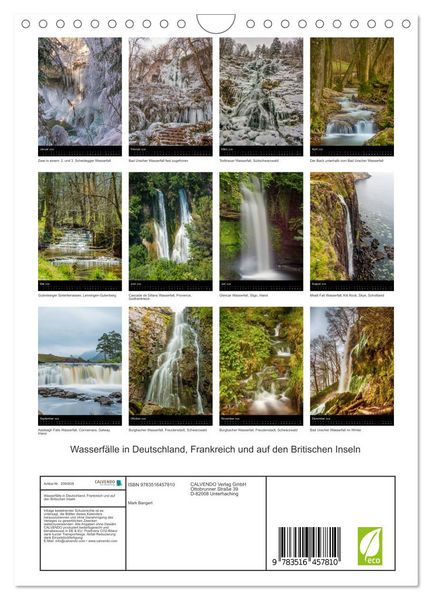 Produktbild: Wasserf&auml;lle in Deutschland, Frankreich und auf den Britischen Inseln (Wandkalender 2026 DIN A4 hoch), CALVENDO Monatskalender