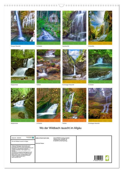 Produktbild: Wo der Wildbach rauscht im Allg&auml;u (Wandkalender 2026 DIN A2 hoch), CALVENDO Monatskalender