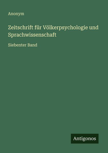Produktbild: Zeitschrift f&uuml;r V&ouml;lkerpsychologie und Sprachwissenschaft