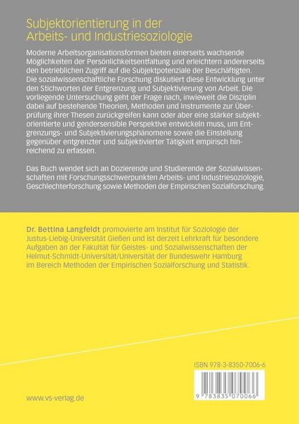 Produktbild: Subjektorientierung in der Arbeits- und Industriesoziologie