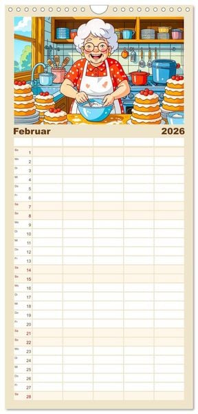 Produktbild: Familienplaner 2026 - Oma rockt den Ruhestand - Lustiger Frauenkalender mit Humor mit 5 Spalten (Wandkalender, 21 x 45 cm) CALVENDO