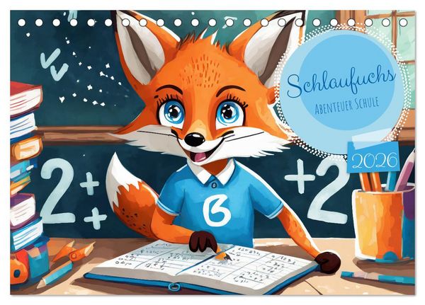 Produktbild: Schlaufuchs - Abenteuer Schule (Tischkalender 2026 DIN A5 quer), CALVENDO Monatskalender