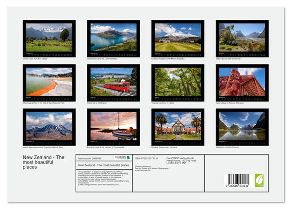 Produktbild: New Zealand - The most beautiful places (High Quality Premium Wall Calendar 2026 DIN A2 landscape),CALVENDO 12 Month Wall Calendar