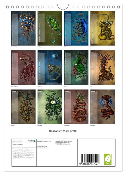 Produktbild: Bestiarium Vladi Krafft (Wandkalender 2026 DIN A4 hoch), CALVENDO Monatskalender