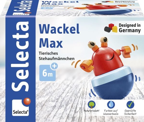 Produktbild: Selecta 61066 - Stehaufm&auml;nnchen, Wackel Max, Greifling, Holz, 13 cm