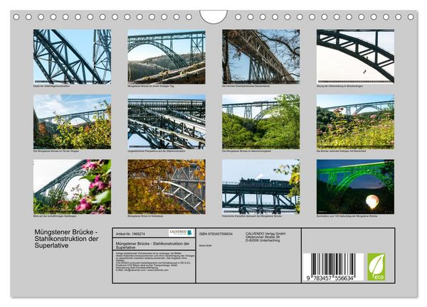 Produktbild: M&uuml;ngstener Br&uuml;cke - Stahlkonstruktion der Superlative (Wandkalender 2026 DIN A4 quer), CALVENDO Monatskalender