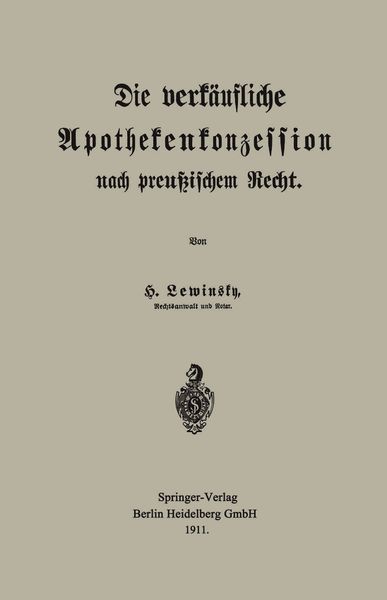 Produktbild: Die verk&auml;ufliche Apothekenkonzession nach preu&szlig;ischem Recht