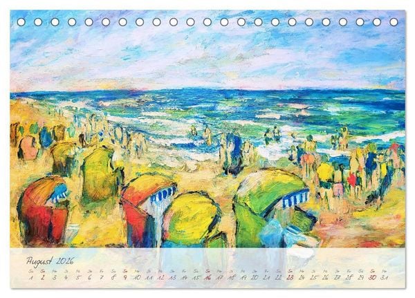 Produktbild: Gemalter K&uuml;stenzauber - Mit Pinsel und Farbe entlang der deutschen K&uuml;ste (Tischkalender 2026 DIN A5 quer), CALVENDO Monatskalender