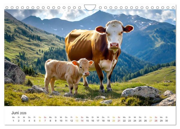 Produktbild: Gl&uuml;ckliche Bergk&uuml;he - Leben auf der Alm (Wandkalender 2026 DIN A4 quer), CALVENDO Monatskalender