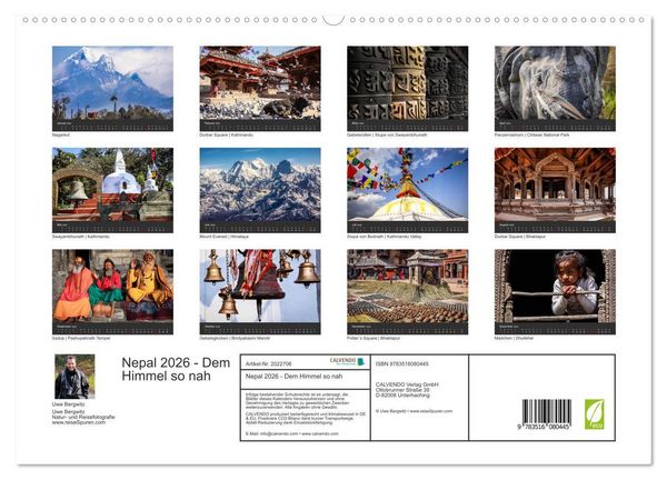 Produktbild: Nepal 2026 - Dem Himmel so nah (hochwertiger Premium Wandkalender 2026 DIN A2 quer), Kunstdruck in Hochglanz