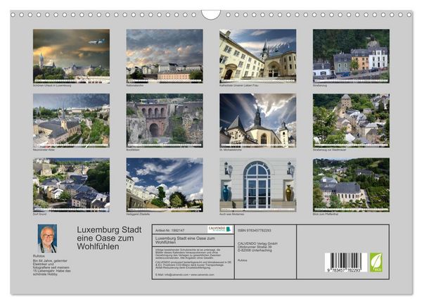 Produktbild: Luxemburg Stadt eine Oase zum Wohlf&uuml;hlen (Wandkalender 2026 DIN A3 quer), CALVENDO Monatskalender