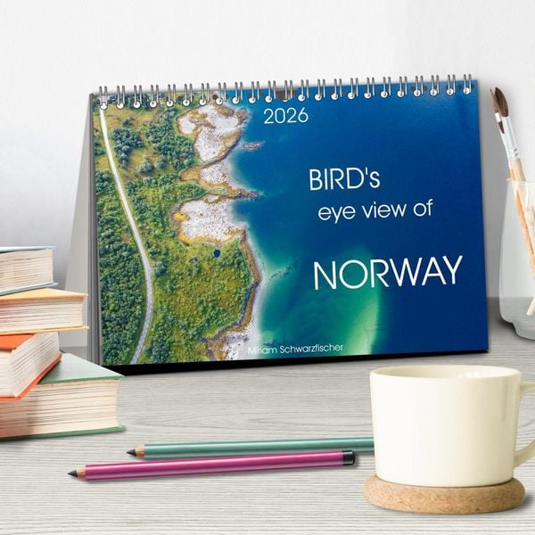 Produktbild: Bird's eye view of Norway (Desk Calendar 2026 DIN A5 landscape), CALVENDO 12 Month DeskCalendar