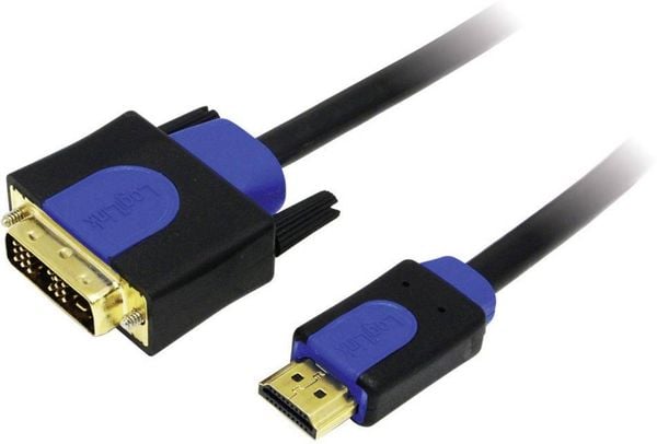 LogiLink DVI / HDMI Adapterkabel DVI-D 18+1pol. Stecker, HDMI-A Stecker 1.00 m Schwarz CHB3101 vergoldete Steckkontakte,