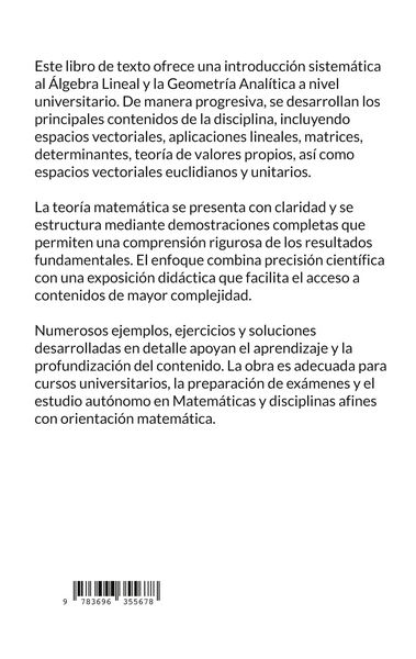 Produktbild: &Aacute;lgebra lineal y geometr&iacute;a anal&iacute;tica