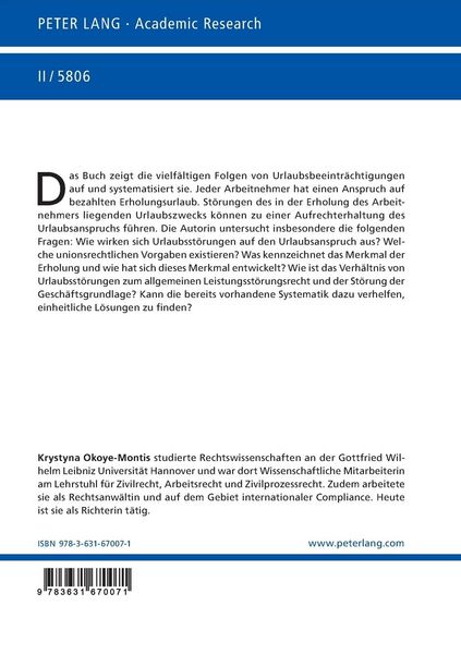 Produktbild: Die Bedeutung des Urlaubszwecks f&uuml;r den Anspruch auf Urlaub nach dem Bundesurlaubsgesetz und die Behandlung von Urlaubsst&ouml;rungen