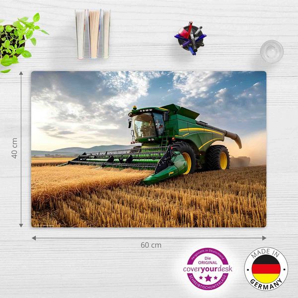 Produktbild: Cover-your-desk Schreibtischunterlage f&uuml;r Kinder M&auml;hdrescher Landwirtschaft, aus hochwertigem Vinyl, 60 x 40 cm