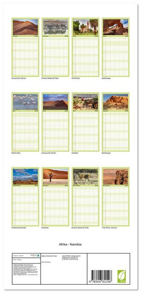Produktbild: Familienplaner 2026 - Afrika - Namibia mit 5 Spalten (Wandkalender, 21 x 45 cm) CALVENDO