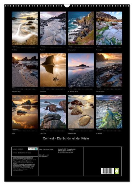 Produktbild: Cornwall - Die Sch&ouml;nheit der K&uuml;ste (Wandkalender 2026 DIN A2 hoch), CALVENDO Monatskalender