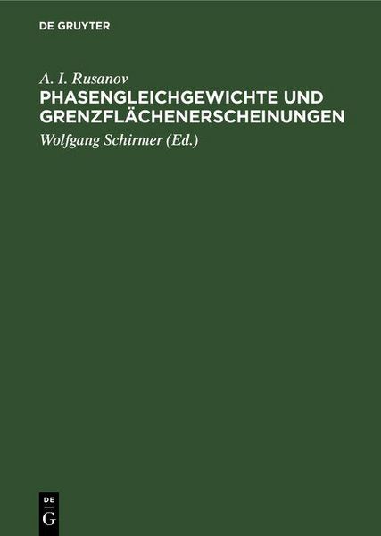Produktbild: Phasengleichgewichte und Grenzfl&auml;chenerscheinungen