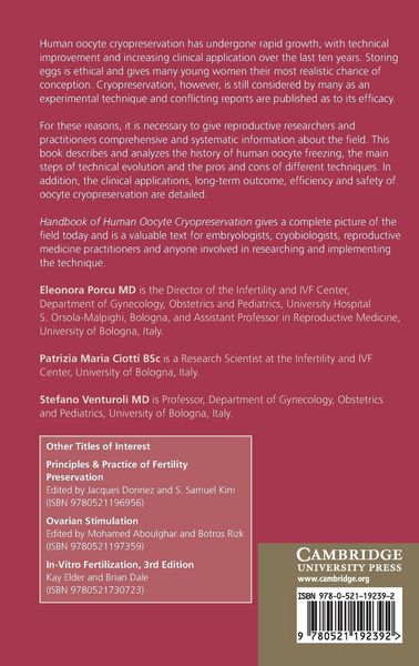 Produktbild: Handbook of Human Oocyte Cryopreservation