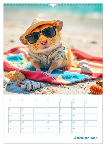 Produktbild: Holiday Hamster - Urlaubsfeeling pur mit sonnigen KI Hamstern (Wandkalender 2026 DIN A3 hoch), CALVENDO Monatskalender
