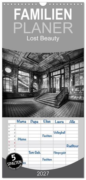 Produktbild: Familienplaner 2027 - Lost Beauty mit 5 Spalten (Wandkalender, 21 x 45 cm) CALVENDO