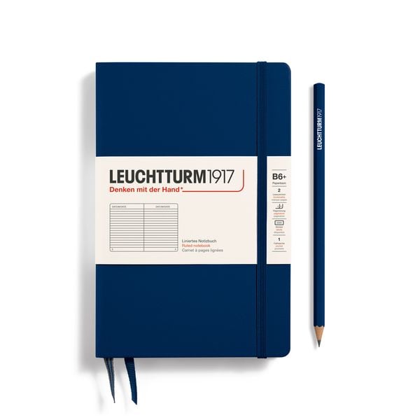Produktbild: LEUCHTTURM1917 Notizbuch Paperback (B6+), Hardcover, 219 nummerierte Seiten, Marine, Liniert