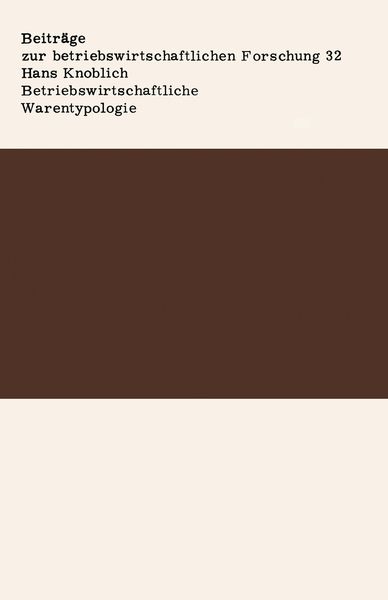 Produktbild: Betriebswirtschaftliche Warentypologie