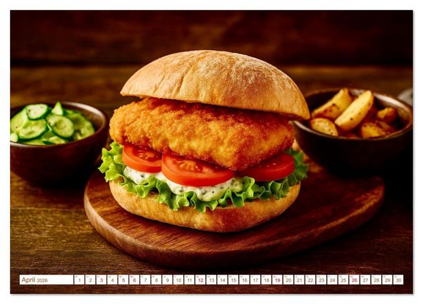Produktbild: Leckere Burger (hochwertiger Premium Wandkalender 2026 DIN A2 quer), Kunstdruck in Hochglanz