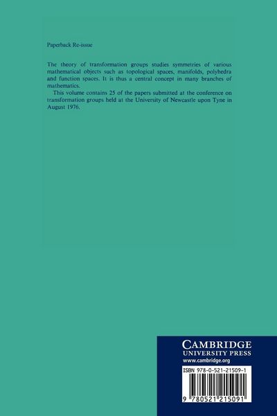 Produktbild: Transformation Groups