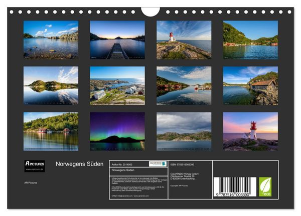 Produktbild: Norwegens S&uuml;den (Wandkalender 2026 DIN A4 quer), CALVENDO Monatskalender
