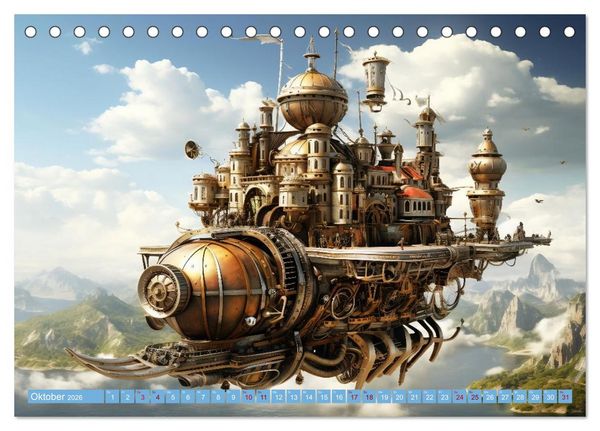 Produktbild: Steampunk Domizile (Tischkalender 2026 DIN A5 quer), CALVENDO Monatskalender