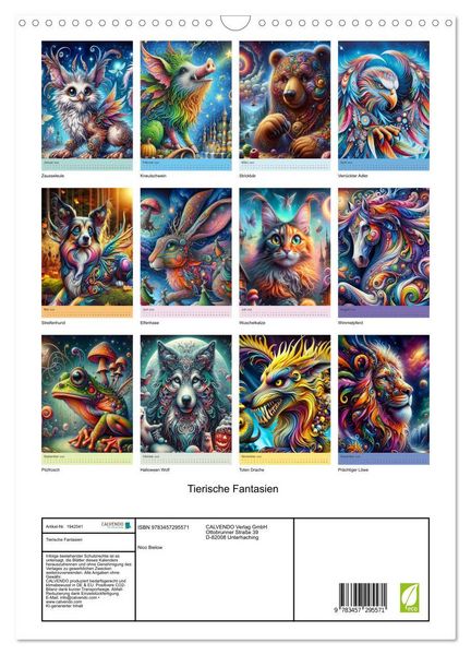 Produktbild: Tierische Fantasien (Wandkalender 2026 DIN A3 hoch), CALVENDO Monatskalender