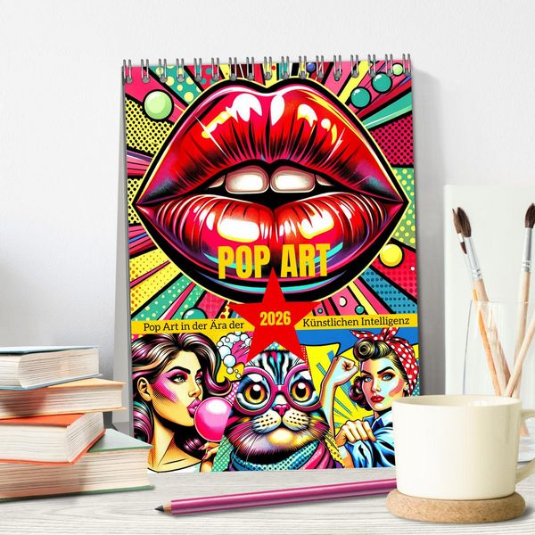 Produktbild: Pop Art - In der &Auml;ra der K&uuml;nstlichen Intelligenz (Tischkalender 2026 DIN A5 hoch), CALVENDO Monatskalender