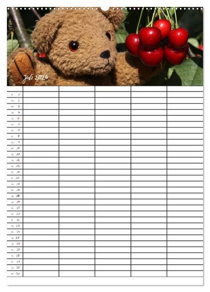 Produktbild: Der Teddyb&auml;ren-Familienplaner (Wandkalender 2026 DIN A2 hoch), CALVENDO Monatskalender