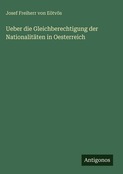 Produktbild: Ueber die Gleichberechtigung der Nationalit&auml;ten in Oesterreich