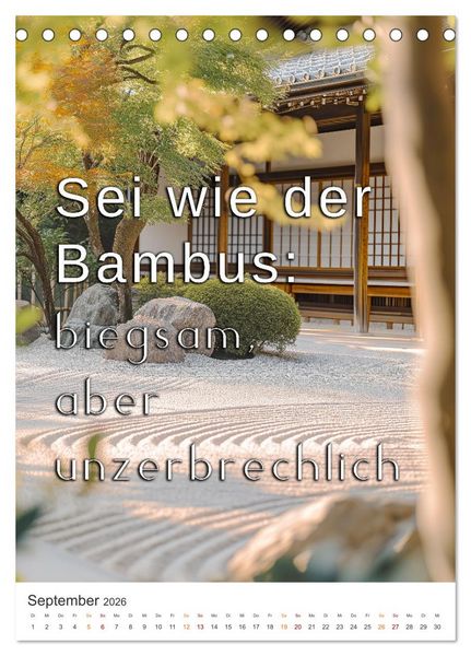 Produktbild: Zen Garten - Wo Natur und Geist in Einklang sind (Tischkalender 2026 DIN A5 hoch), CALVENDO Monatskalender
