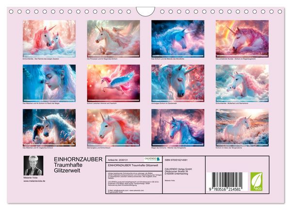 Produktbild: EINHORNZAUBER Traumhafte Glitzerwelt (Wandkalender 2026 DIN A4 quer), CALVENDO Monatskalender