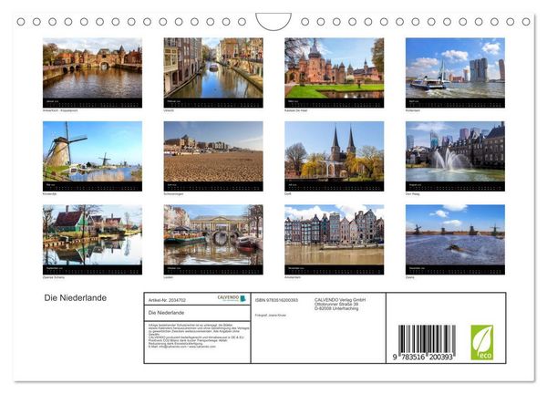 Produktbild: Die Niederlande (Wandkalender 2026 DIN A4 quer), CALVENDO Monatskalender
