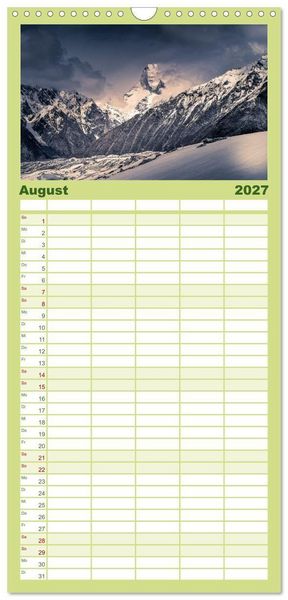 Produktbild: Familienplaner 2027 - Berge des Karakorum mit 5 Spalten (Wandkalender, 21 x 45 cm) CALVENDO